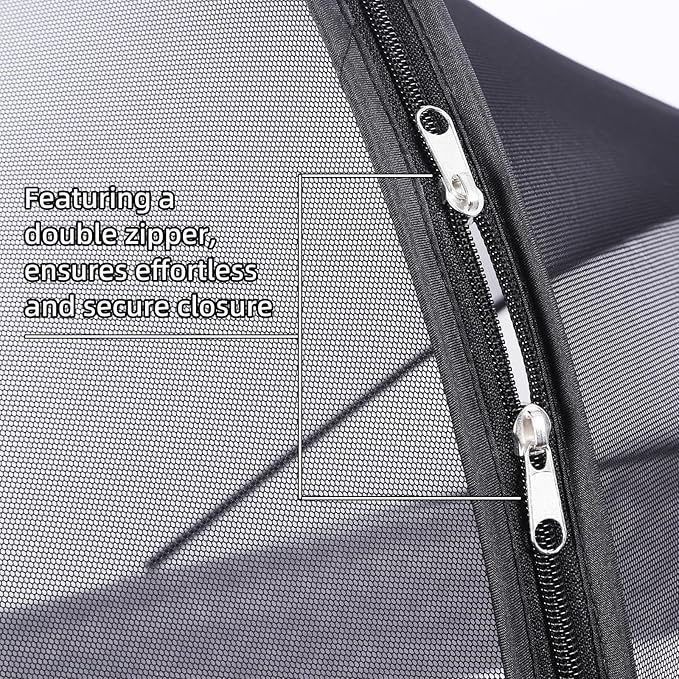 Mosquito Net for Baby Crib to Keep Insects/Bugs/Cats Out, Toddler Bassinet Bedside Sleeper Crib Tent Safety Net with Two-Way Zippers & Storage Bag, Breathable Mesh Holes, Black