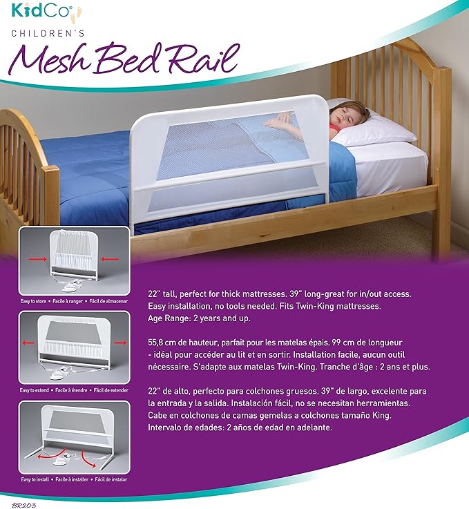 KidCo BR203 Children's Bed Rail - Quick Assembly Toddler Bedrail