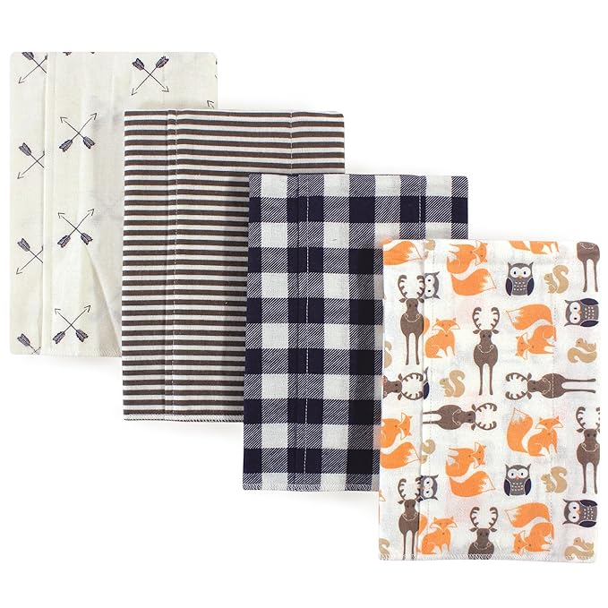 Hudson Baby Unisex Baby Cotton Flannel Burp Cloths, Forest, One Size