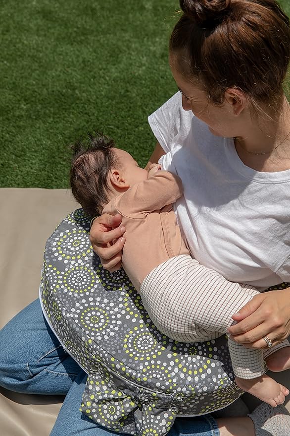 My Brest Friend Original Nursing Pillow Enhanced Ergonomics Essential Breastfeeding Pillow Support For Mom & Baby W/ Convenient Side Pocket, Double Straps & Slipcover, Sparkles