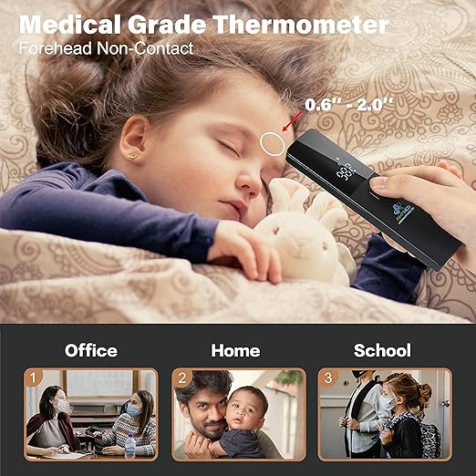 Deluxe Manual Silicone Breast Pump and No Contact Forehead Thermometer for Babies and Adults | Bundle Pack