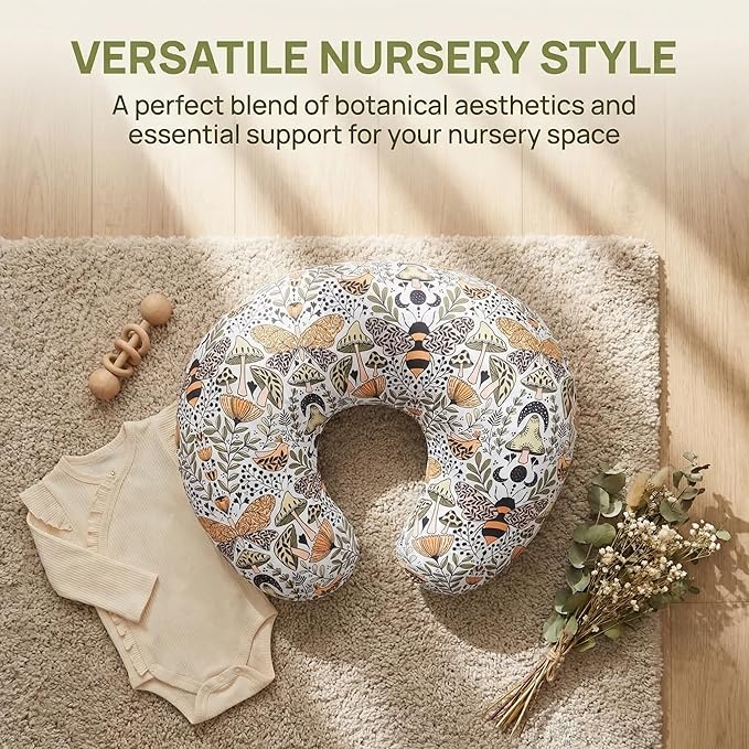 Nursing Pillow Cover Stretchy Pillow Slipcovers for Breastfeeding Moms Two-Sided Design (Butterflies and Bees)