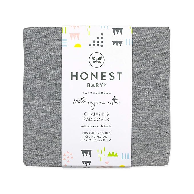 HonestBaby Unisex Baby Organic Cotton Changing Pad Cover and Toddler Sleepers, Gray Heather, One Size US (Pack of 2)