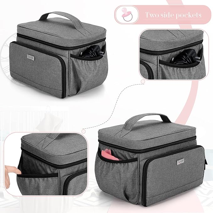 Luxja Breast Pump Bag Compatible with Spectra S1 and S2, Pumping Bag for Breast Pump and Extra Parts (Suitable for Home or Travel Use), Gray (Patent Pending)