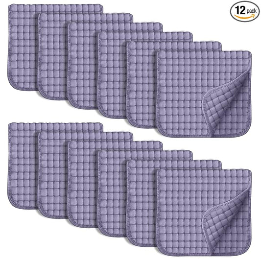 SWEET DOLPHIN 12 Pack Muslin Burp Cloths Large 100% Cotton Hand Washcloths for Baby - Baby Essentials Extra Absorbent and Soft Boys & Girls Milk Spit Up Rags for Newborn Registry - Grey, 20" X10"