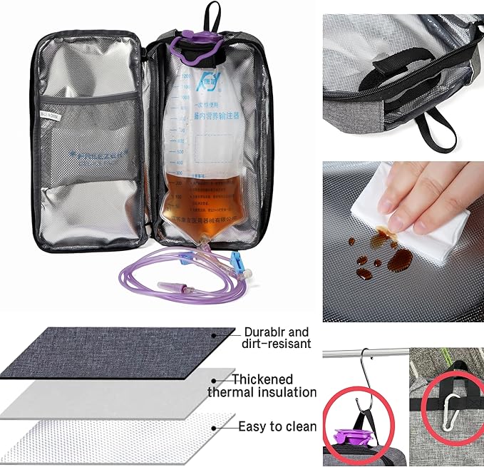 Feeding Tube Backpack for G J GJ Tube G tube Accessories Supplies Backpack for Enteral Feeding Pump Bags Fits 500ml to 1200ml for Adults (Grey2)