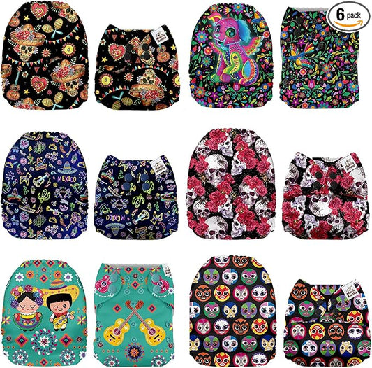 Mama Koala 1.0 Cloth Diapers for Babies, 6 Pack Pocket Shell Only (NO Inserts) - One Size Washable and Reusable Pocket Diapers for Newborns and Toddlers - 160027