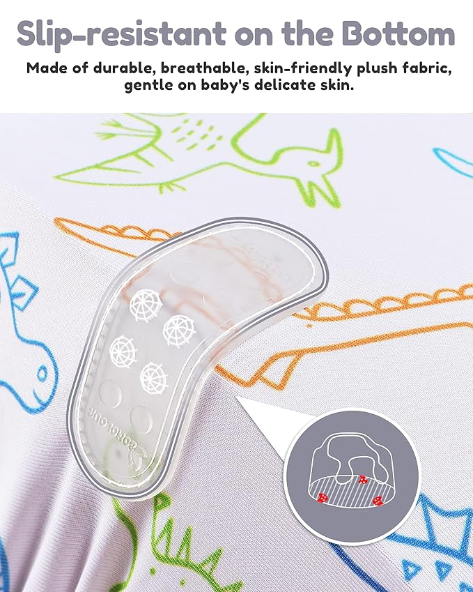 BOMOLOUR Seat Cover Compatible with Bumbo and Nuby Seat, Removable Breathable Baby Floor Seat Cover for Boys and Girls, Seat Not Included (Gray Dinosaur)