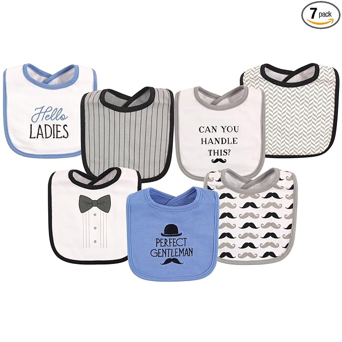 Hudson Baby Unisex Baby Cotton Bibs, Gentlemen, One Size