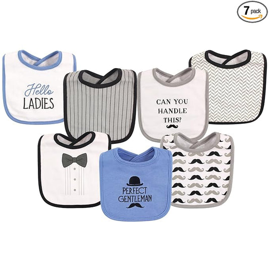 Hudson Baby Unisex Baby Cotton Bibs, Gentlemen, One Size
