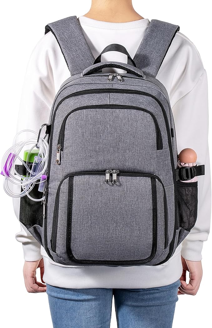 Feeding Tube Backpack for G J GJ Tube G tube Accessories Supplies Backpack for Enteral Feeding Pump Bags Fits 500ml to 1200ml for Adults (Grey2)