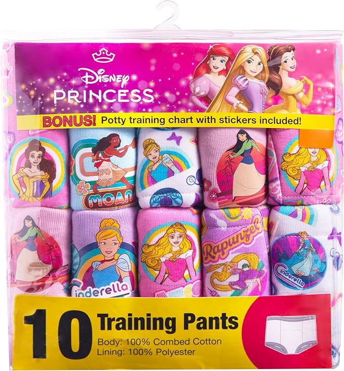 Disney Girls' Princess Potty Training Pants Multipack, PrinTraining10pk, 4T