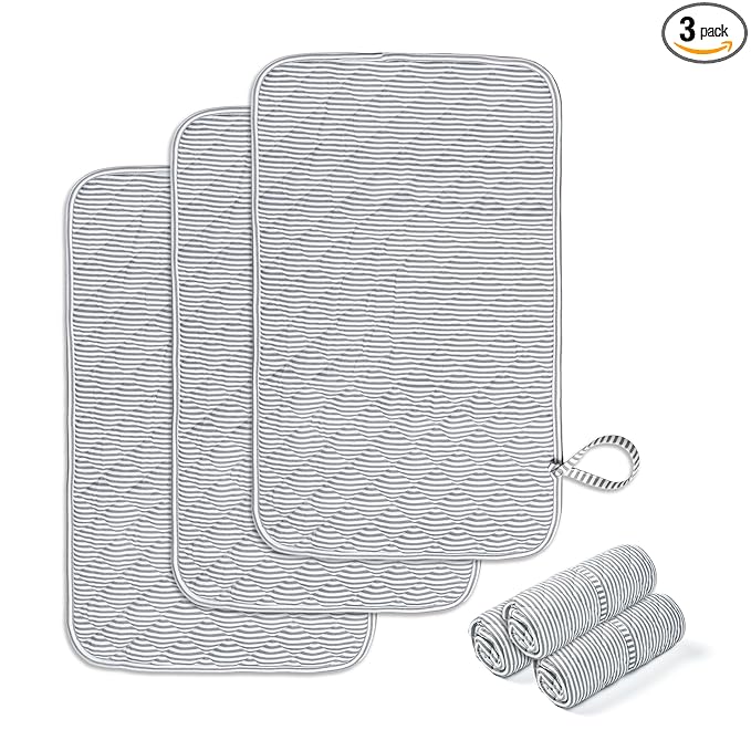 Spirich 3-Pack Reversible Changing Pad Liners, Waterproof & Wipeable Diaper Changing Mat, Thick Terry & 100% Cotton Knit, Portable Baby Changing Pad