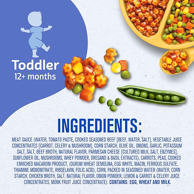 Gerber Mealtime for Toddler Pasta Stars in Meat Sauce with Side of Green Beans, 6.80 Ounce (Pack of 8)