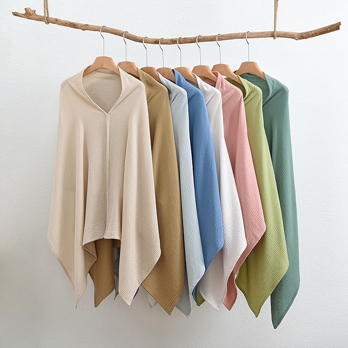 TADO MUSLIN 2-Pack Muslin Nursing Cover for Baby Breastfeeding, 100% Organic Cotton Breastfeeding Cover for Mom, Soft Breathable Privacy Nursing Apron, Multi-use Stroller Cover & Car Seat Canopy Brown