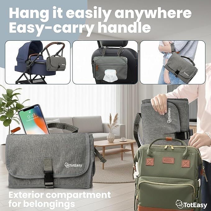 Portable Changing Pad - Changing Pad Travel Extra Long Waterproof with Storage and Wipes Pocket - Foldable Baby Diaper Changing Pad - Portable Changing Station for Travel, On-the-Go Parents & Newborns
