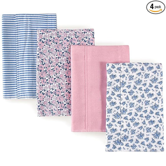 Hudson Baby Unisex Baby Cotton Flannel Burp Cloths, Classic Floral, One Size
