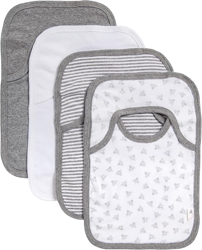 Burt’s Bees Baby Unisex Baby Bibs, Lap-Shoulder Drool Cloths, 100% Organic Cotton with Absorbent Terry Towel Backing Bibs