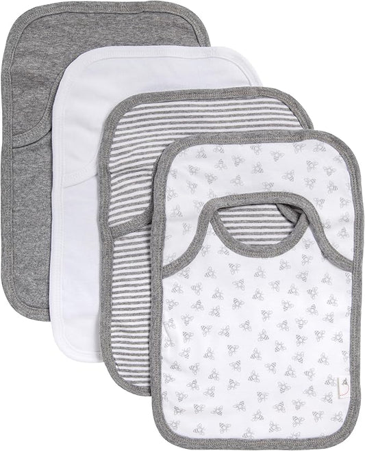 Burt’s Bees Baby Unisex Baby Bibs, Lap-Shoulder Drool Cloths, 100% Organic Cotton with Absorbent Terry Towel Backing Bibs