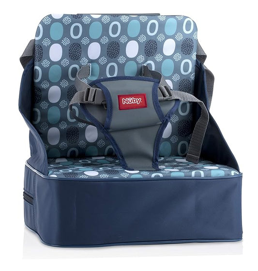 Nuby Easy Go Booster Seat for Kitchen Chair - Travel Booster Seat for Babies and Toddlers - 9+ Months - Holds up to 35 Pounds - Blue