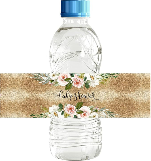 Pack of 32 Pcs, Unicorn Theme, Waterproof Self Adhesive Water Bottle Labels For Baby Shower, Girl, Baby Shower Party Collection