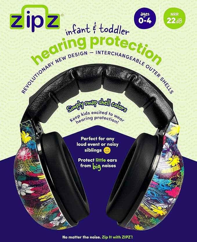 ZIPZ Baby & Toddler Earmuffs - ANSI-Certified Noise Protection, Audiologist-Recommended, Interchangeable Shells (0-4 Yrs)