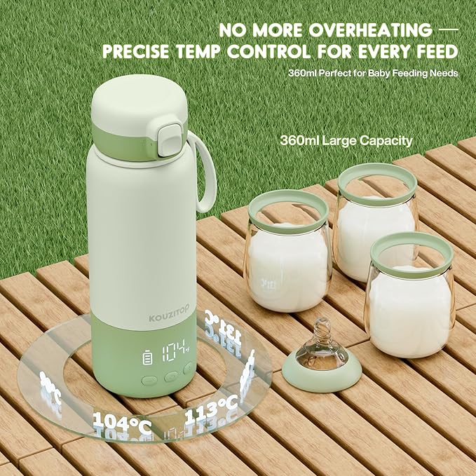 Portable Bottle Warmer for Travel, Portable Milk Warmer 12oz 2-Min Fast Heating, Travel Bottle Warmer On the Go with Long-Lasting Keep Warm Function