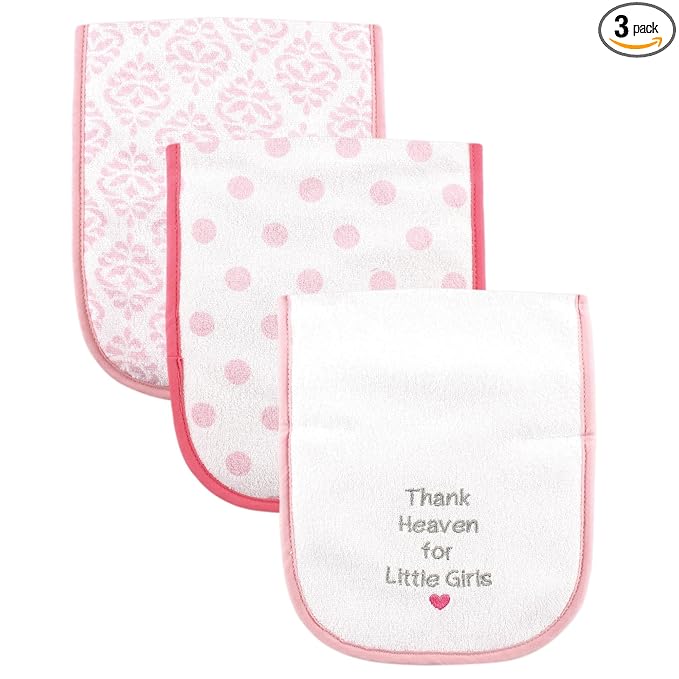 Luvable Friends Unisex Baby Cotton Burp Cloths with Fiber Filling, Girl Thank Heaven, One Size