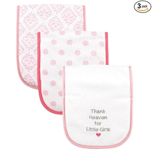 Luvable Friends Unisex Baby Cotton Burp Cloths with Fiber Filling, Girl Thank Heaven, One Size