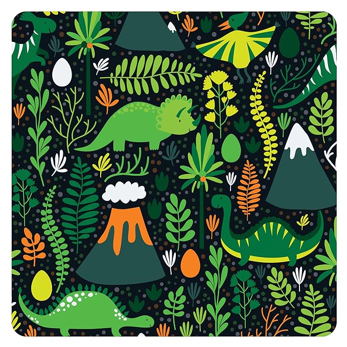 BapronBaby Dino Days Wet Dry Bag - Waterproof Two Zipper Pockets - Reusable for Mealtime, Diapers, Stroller, Snacks, Swimsuits - Machine Washable - 11" x 9"