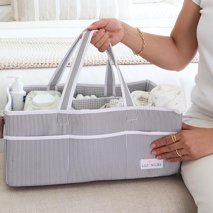 Lily Miles Extra Large Diaper Caddy - Bundle of 2 - Caddy Organizers for Baby Diapers, Wipes or Essentials