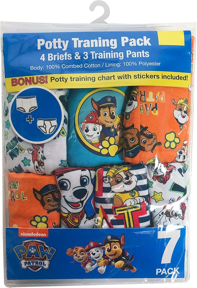 Paw Patrol Boys' Toddler Potty Training Pants With Chase, Skye & More With Success Chart & Stickers Size 18, 2t, 3t, 4t