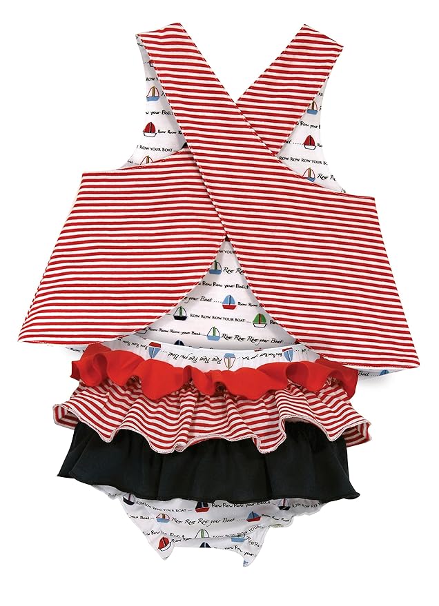 Stephan Baby Row Your Boat Reversible Top and Ruffled Diaper Cover, 12-18 Months