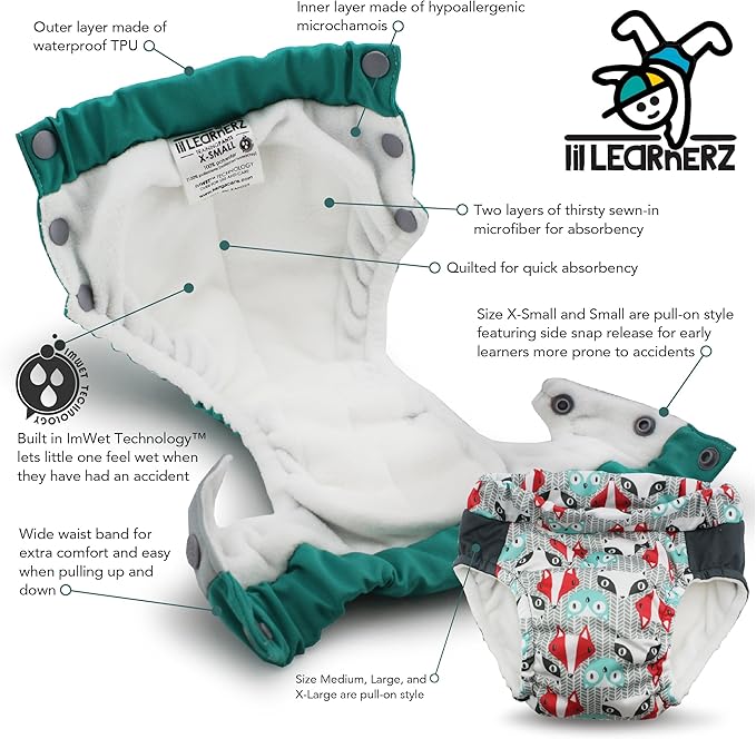 Kanga Care Lil Learnerz Reusable Toilet Training Pants (XSmall - Lily & Caribbean)