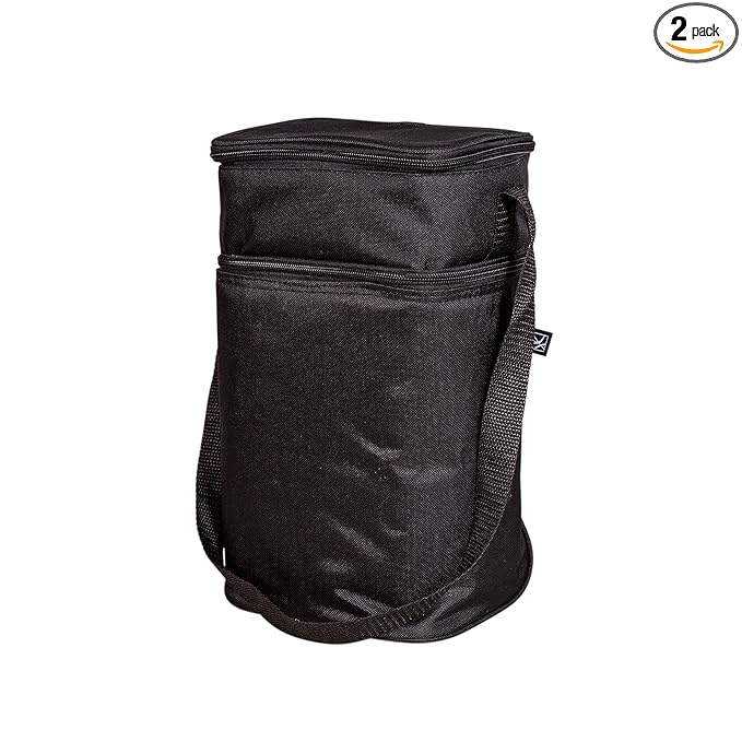J.L. Childress Six Bottle Breast Milk Cooler Travel Bag - Insulated Baby Bottle Storage Bag, Portable Organizer Pack for Breast Milk, Use for Daycare or On The Go - Black Stripe