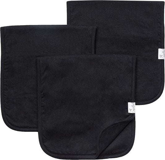Copper Pearl Baby Burp Cloths for Boys & Girls - Cotton Burp Cloths Baby Girl & Boy, 3 Pack Soft Spit Up Rags, Extra Absorbent Layers for Newborn, Infant Towels, 21x10 in - Black Basics Set