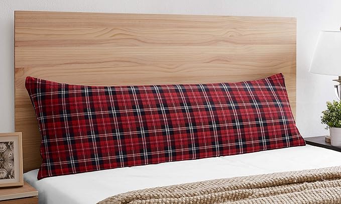 Sweet Jojo Designs Red and Black Woodland Plaid Flannel Body Pillow Case Cover for Rustic Patch Collection (Pillow Not Included)