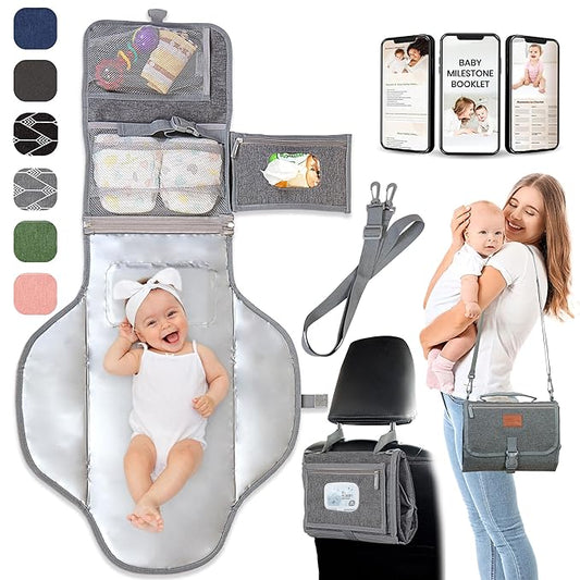 Portable Changing Pad for Baby – Soft, Comfortable Portable Diaper Changing Pad with Wipes Pockets, Waterproof and Easy to Clean – Baby Registry Search, new born baby essentials must haves, baby stuff