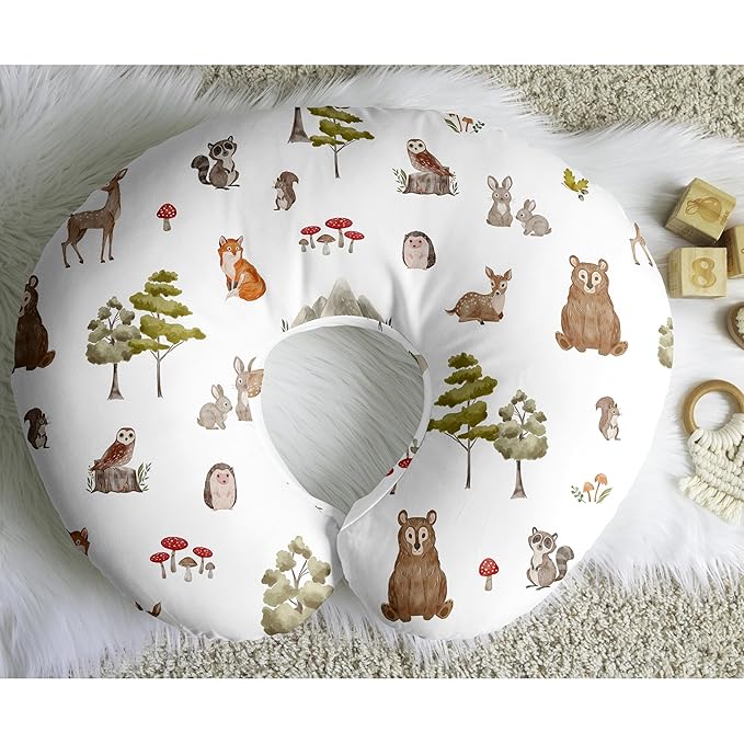 Sweet Jojo Designs Woodland Forest Animals Boy Girl Unisex/Gender Neutral Nursing Pillow Cover Baby Breastfeeding Slipcover Infant Newborn Nursery Bottle Breast Feeding Pillowcase Pillow NOT Included