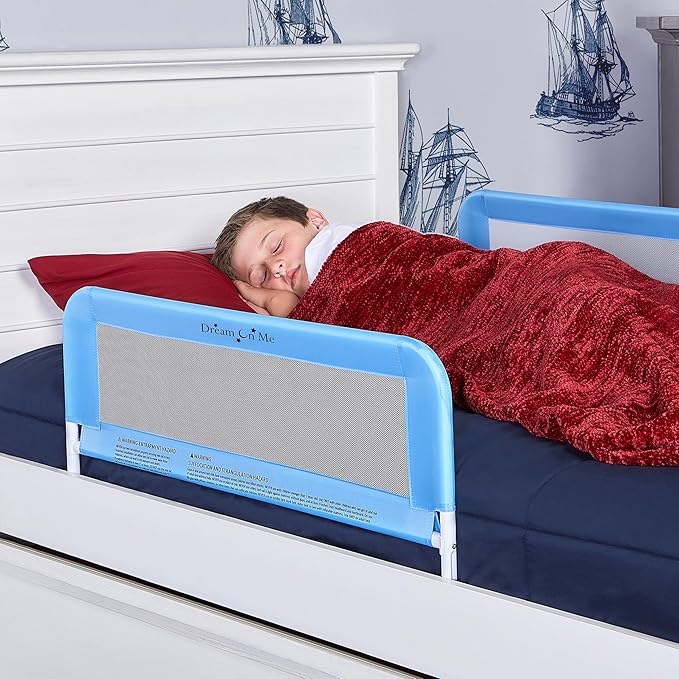 Dream On Me Lightweight Mesh Security Adjustable Bed Rail Double Pack with Breathable Mesh Fabric in Blue, 2 Count (Pack of 1)