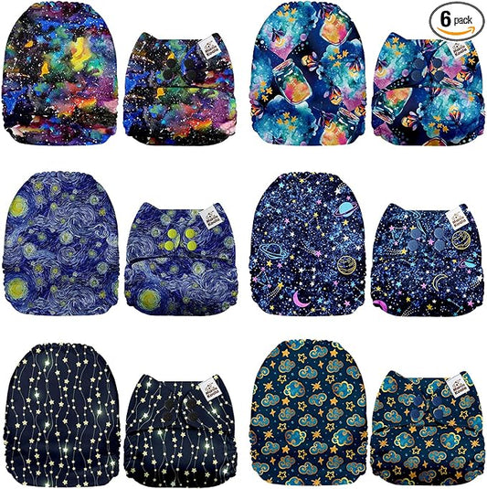 Mama Koala 1.0 Cloth Diapers for Babies, 6 Pack Pocket Shell Only (NO Inserts) - One Size Washable and Reusable Pocket Diapers for Newborns and Toddlers - 160048