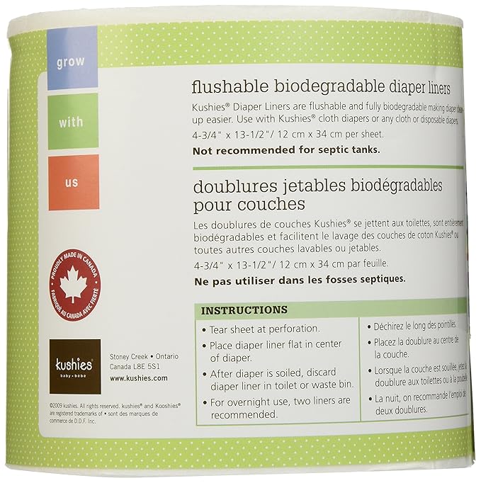 Kushies 6 Count Flushable Biodegradable Diaper Liners