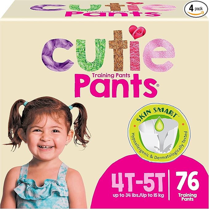 Cuties Toddler Training Pants for Girls, Size 4T-5T, 76 Count
