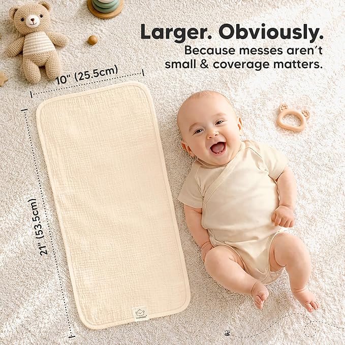 KeaBabies Organic Muslin Burp Cloths Baby Boy, Girl – 10-Pack 100% Cotton Muslin Burping Cloths for Babies, Newborn, 21x10 Large & Absorbent Spit Up Rags, Baby Washcloth, Infant Towels (Cameo)