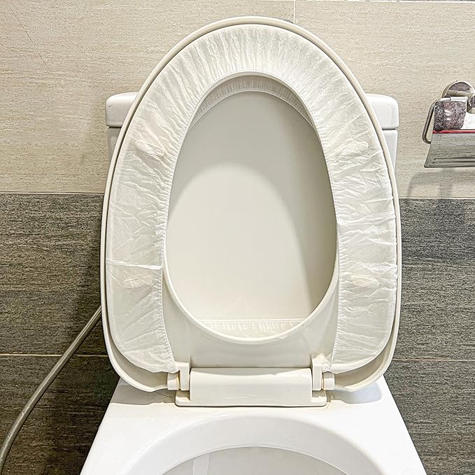 20PCS Plastic Toilet Seat Cover Cushion Protector Mat Large Pack, White Disposable Non-Woven Portable Little Individual Single Package for Adult Home Travel Children Training Environmental Protection
