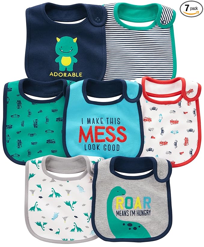 Simple Joys Baby Boy's 7 pack teething bib Accessory, Blue, One Size