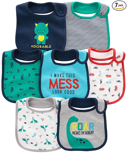 Simple Joys Baby Boy's 7 pack teething bib Accessory, Blue, One Size