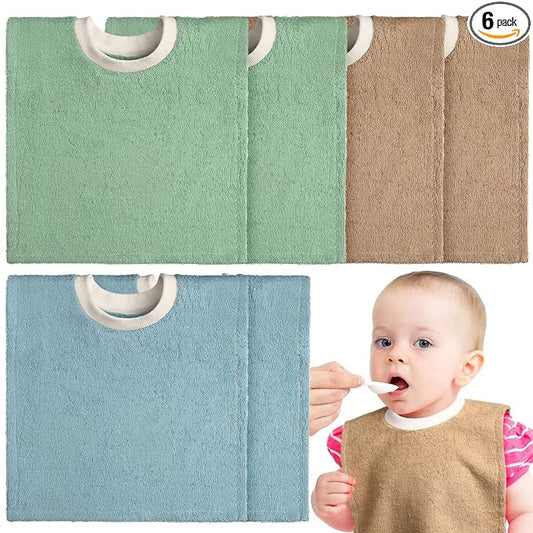 Foaincore 6 Pcs Pullover Baby Bibs Cotton Terry Toddler Absorbent Infant for Feeding and Drooling Towel Bib (Fresh Color)