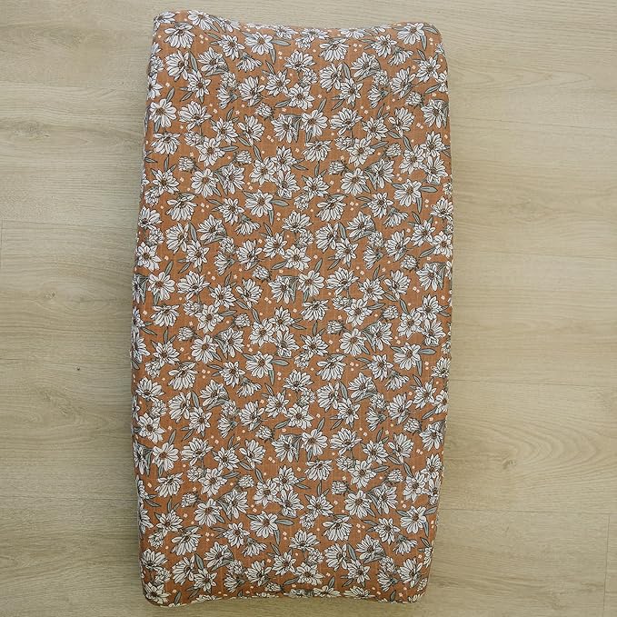 Mebie Baby Changing Pad Cover, Magnolia, 100% Muslin Cotton Changing Table Pad Cover for Baby Boy and Girl, Designer Nursery Decor Covers, Diaper Changing Pad Cover for Changing Station