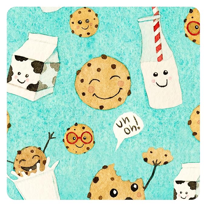 BapronBaby Cookies & Milk Wet Dry Bag - Waterproof Two Zipper Pockets - Reusable for Mealtime, Diapers, Stroller, Snacks, Swimsuits - Machine Washable - 11" x 9"